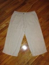 Ladies Talbots Beige Pure Irish Linen Drawstring Wide Leg Cropped Capri Pants 12