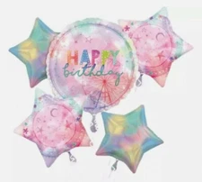 Anagram Happy Birthday Party Balloons 5 Foil Balloon Bouquet New In Package     