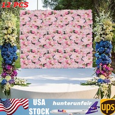 12pcs Artificial Flower Wall Panel Wedding Party Flower Wall Stage Background