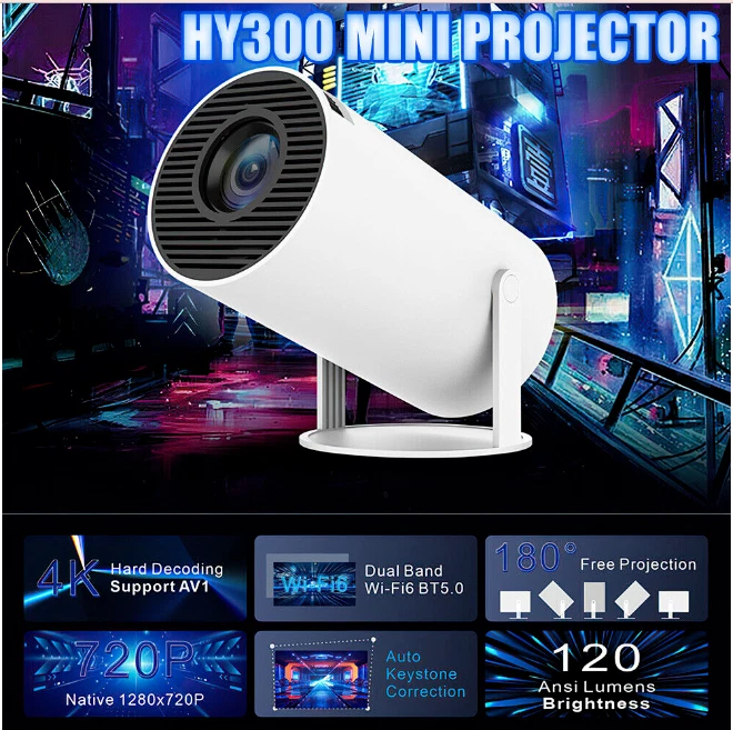 5G 4K Projector Smart HD LED WiFi Bluetooth HDMI USB Office Home Theater Android - Image 3 of 4