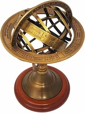 5 Inch Vintage Brass Armillary Globe Astrolabe Tabletop Sphere Christmas/Gift