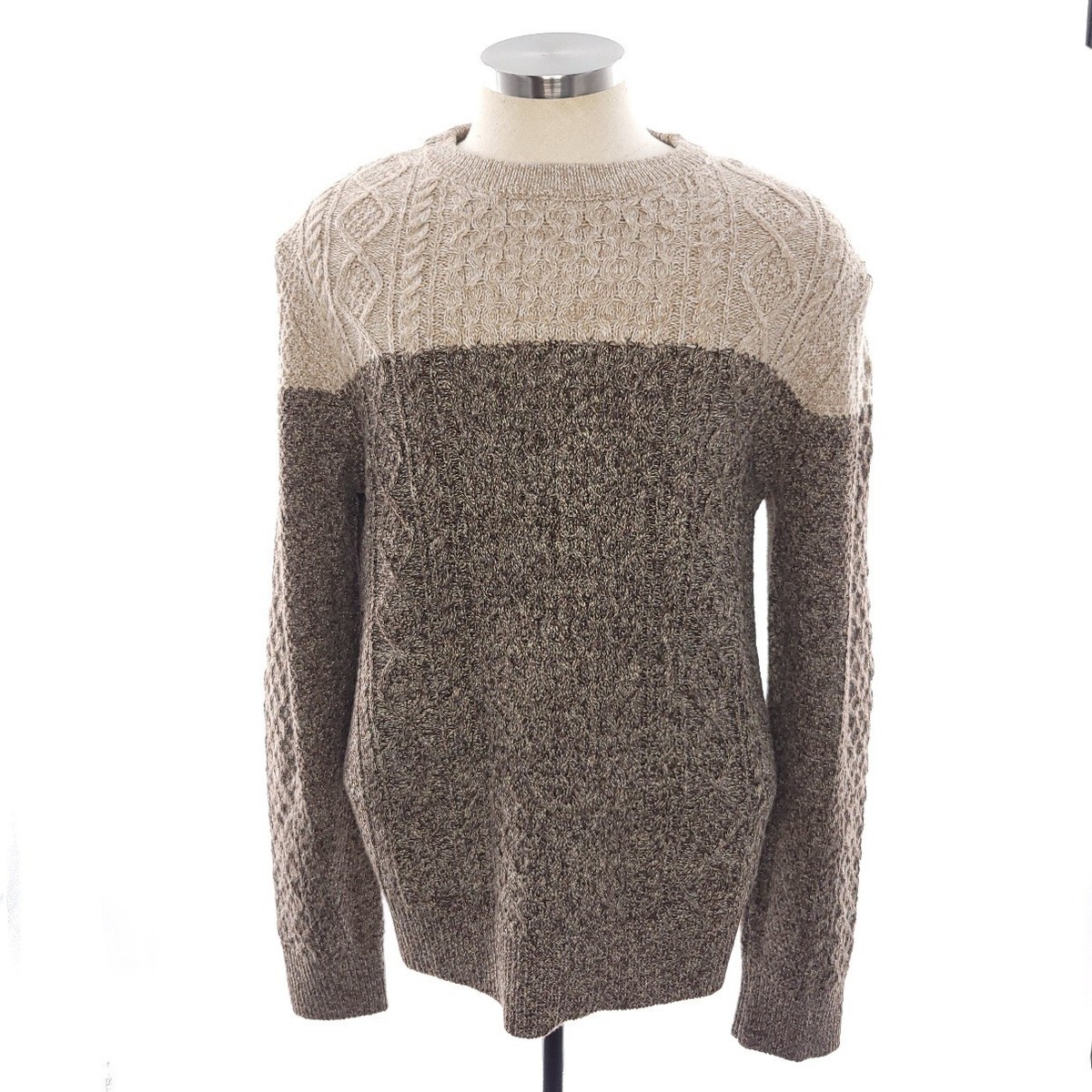 Buffalo David Bitton Wendel Jute Mix Brown Knit Crew Neck Pullover Sweater  XL