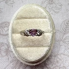 Vtg Avon 925 Sterling Silver Amethyst Ring With Cz Accents Size 6