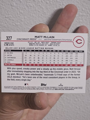 2024 Topps Serie 1 - Uova di Pasqua Holiday Parallel #327 Matt McLain - Foto 7 di 7