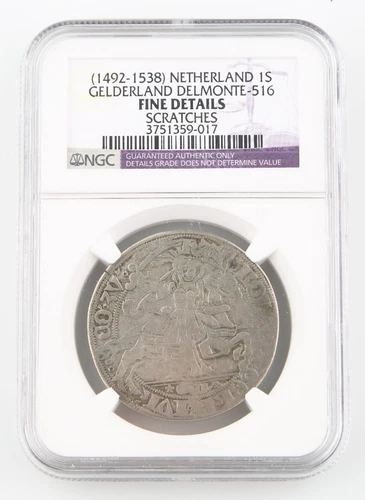 (1492-1538) Netherlands Silver Stuvier (NGC Fine Detail) Gelderland Delmonte-516