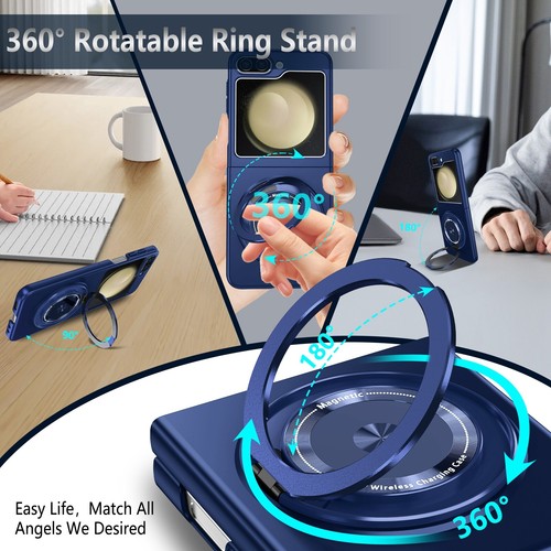 For Samsung Galaxy Z Flip 7 6 5 4 Magnetic Shockproof Ring Kickstand Case Cover - Picture 40 of 48