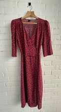 Urban Outfitters Burgundy Floral Patterned Wrap Dress Midi length Size S