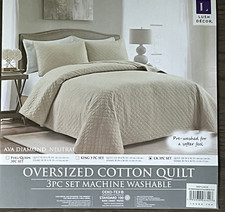 Lush Decor Ava Diamond Neutral Beige CA KING Cotton Quilt Set 300