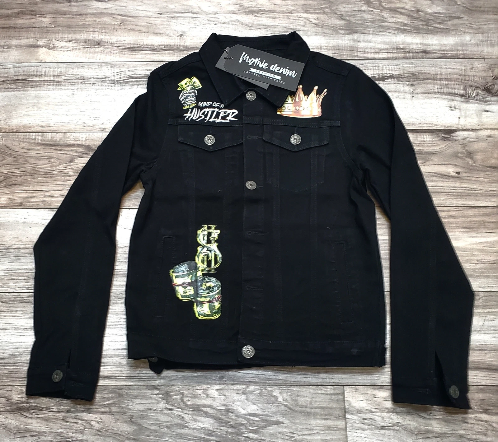 MOTIVE DENIM "MIND OF A HUSTLER" DENIM JACKET (BLACK)