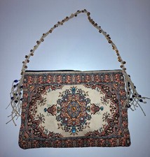 Beaded Handbag Bohemian Print Handmade Beadwork Design Vintage Boho