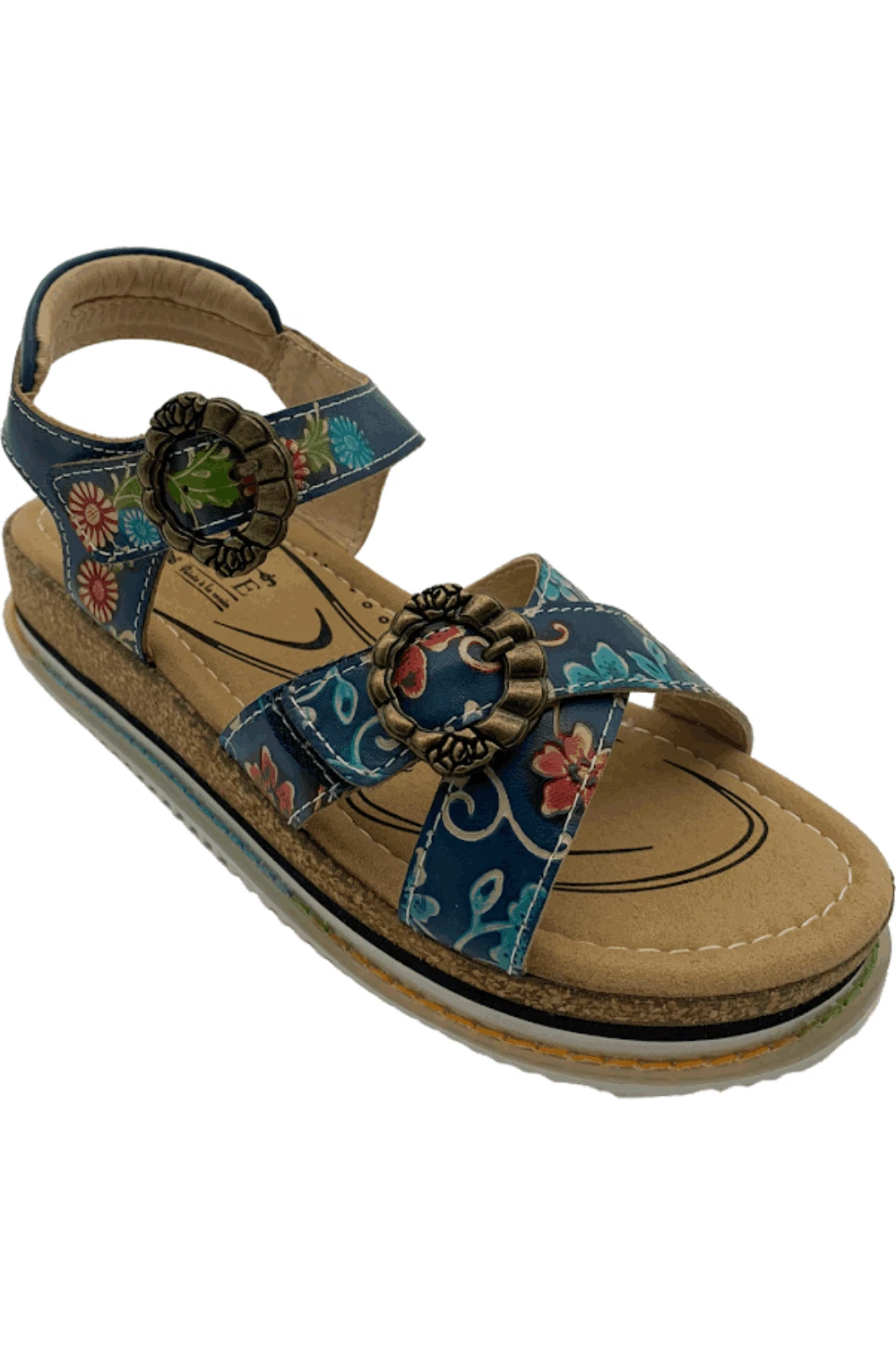 L'Artiste x Jane & Coco Leather Sandals Gabriola Navy Multi