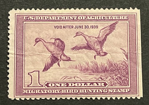 Travelstamps: US Stamps Scott # RW5, Ducks, $1, Pintail Drakes Mint OG H - Picture 2 of 5