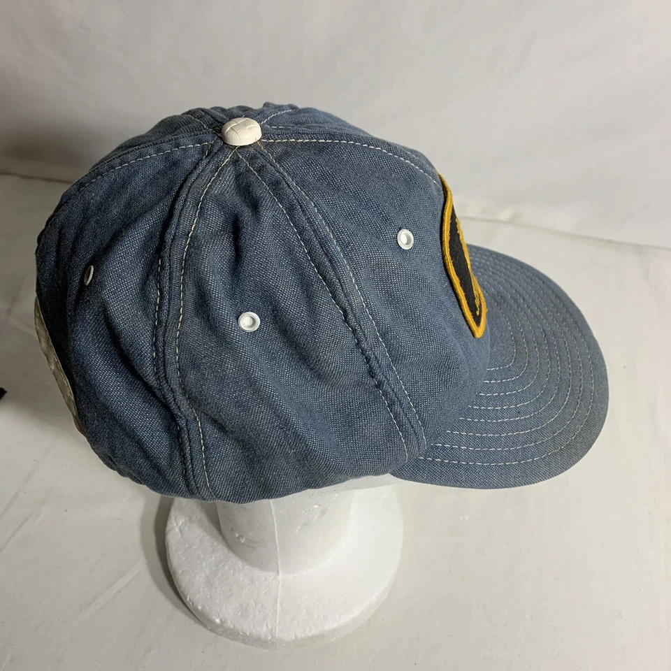 Chapéu caminhoneiro vintage John Deere denim encaixe traseiro preto amarelo patch - Imagem 4 de 4