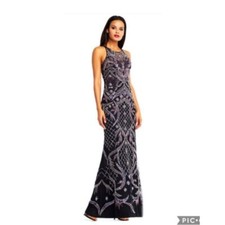 Aidan Mattox beaded gown sz 14,runs small & fits like a 6, black, silver Prom