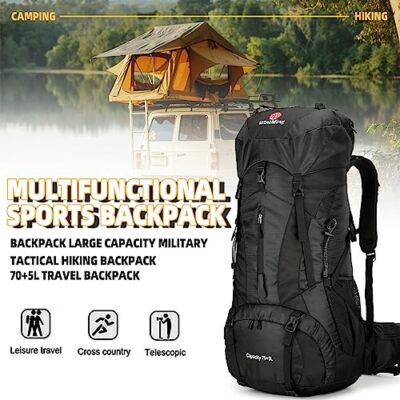 ZCSQIUO 75L Hiking Backpack For Men & Women – Waterproof, With Rain Cover, Molle System, Hydration Compatible - View #5