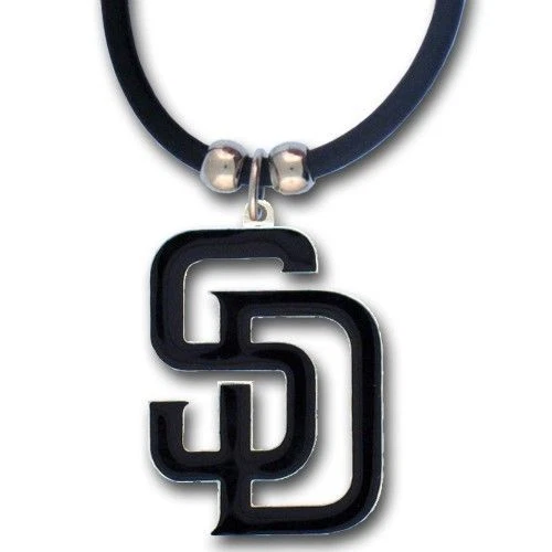San Diego Padres Rubber Cord Necklace w/ Logo Charm Licensed MLB Jewelry - Image 3 of 3