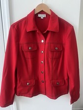 St John Sport by Marie Gray Red Jacket Size M Button Up Flap Pockets Vintage Y2K