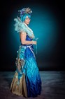 Women Siren Mermaid Costume Tail Dress Gown Crown Wig Sz L 12 14 Halloween OOAK — photo 2