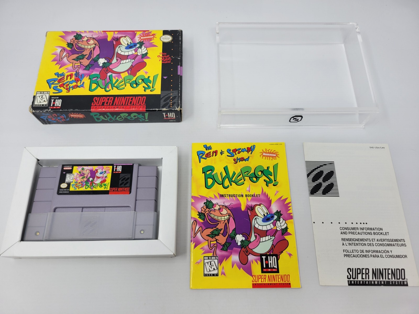 The Ren & Stimpy Show Buckeroos Super Nintendo SNES Complete CIB Tested