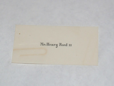 VINTAGE HENRY FORD II PAPER NAME CALLING CARD 