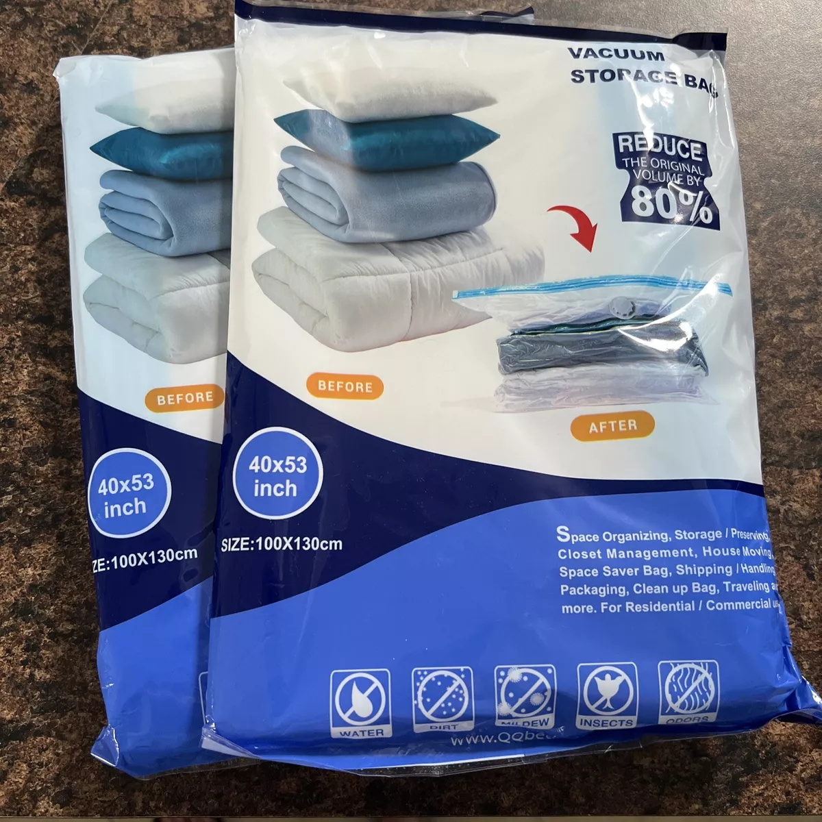 2 Pack Premium Jumbo Vacuum Seal Bag Space Saver Storage 40”x53