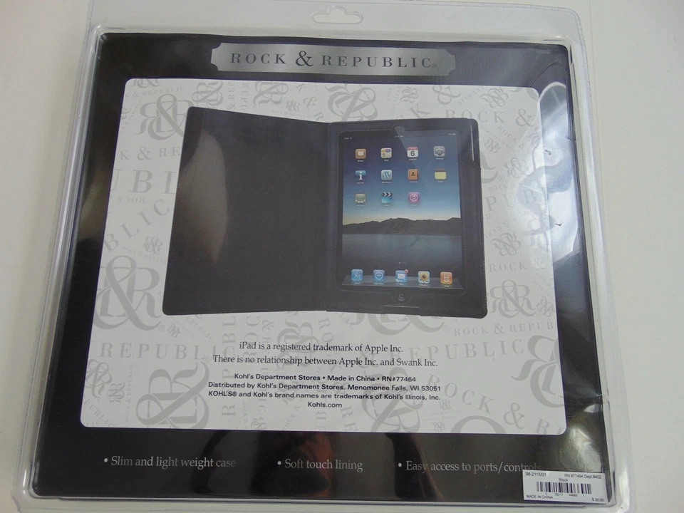 I PAD Cover ROCK & REPUBLIC Case Black Logo Engraved Slim Lightweight Soft Shell - Image 2 of 4