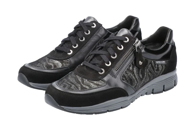 Parte superior de cuero Mephisto Negro Comfort Shoes for Women