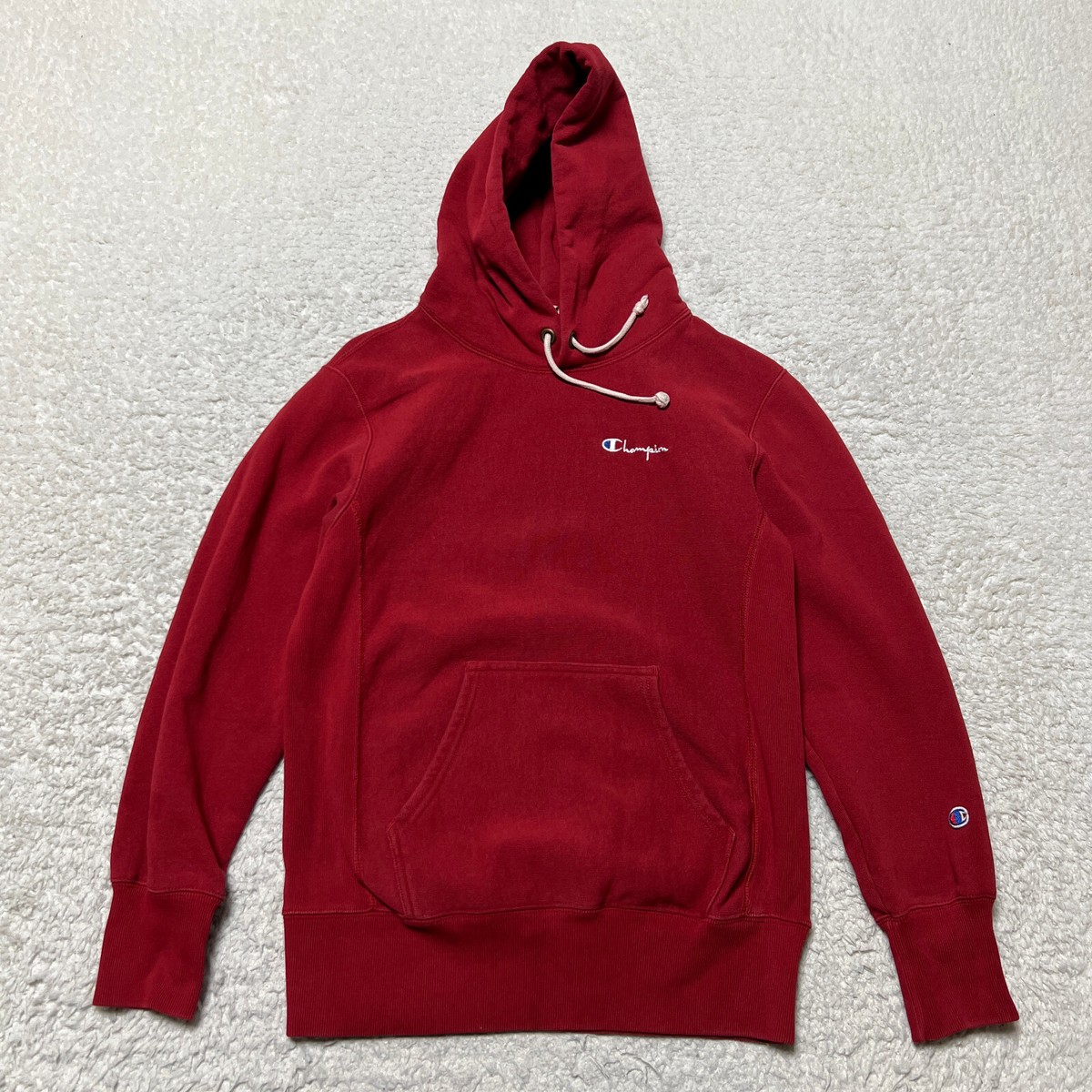 Champion Hoodie Women Medium Red Reverse Weave Warm Up Fleece
