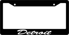 Black License Plate Frame CURSIVE Detroit Auto Accessory 1215