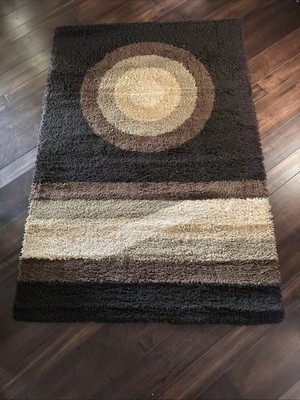 Danish EGE RYA Rug Wool Mid Century Dart Design 6  X 4 