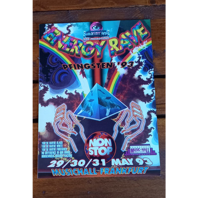 Original Flyer Energy Rave Pfingsten 1993 Frankfurt Music Hall Techno Omen