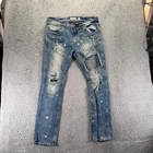 FWRD Jeans Mens 36x32 Blue Cotton Denim Straight Biker Faded Distressed Stretch