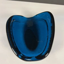 VTG  1960's BLENKO - Amoeba Free form Art Glass PEACOCK BLUE - RARE!