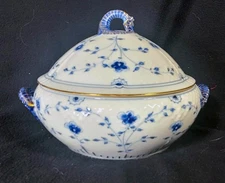 1950 B&G BING & GRONDAHL DENMARK TRADITIONAL BLUE  8" COVERED TUREEN/ BOWL/DISH