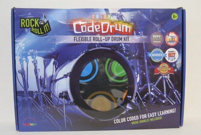New Rock and Roll It! COLOR CODE DRUM - Flexible Roll-Up Drum Kit Distressed Box