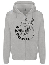 Bull Terrier Dog With Text Mens Zip Up Hoodie