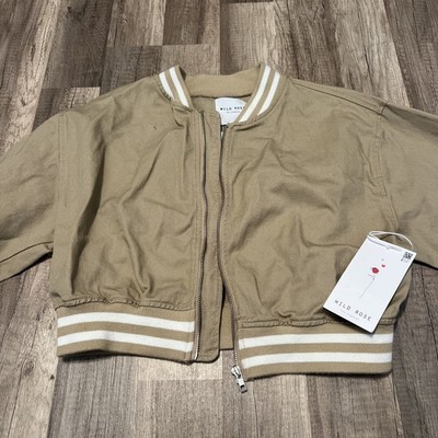 NWT Wild Rose Wild And Free Khaki/ Tan Cropped Jacket Canvas Women s S