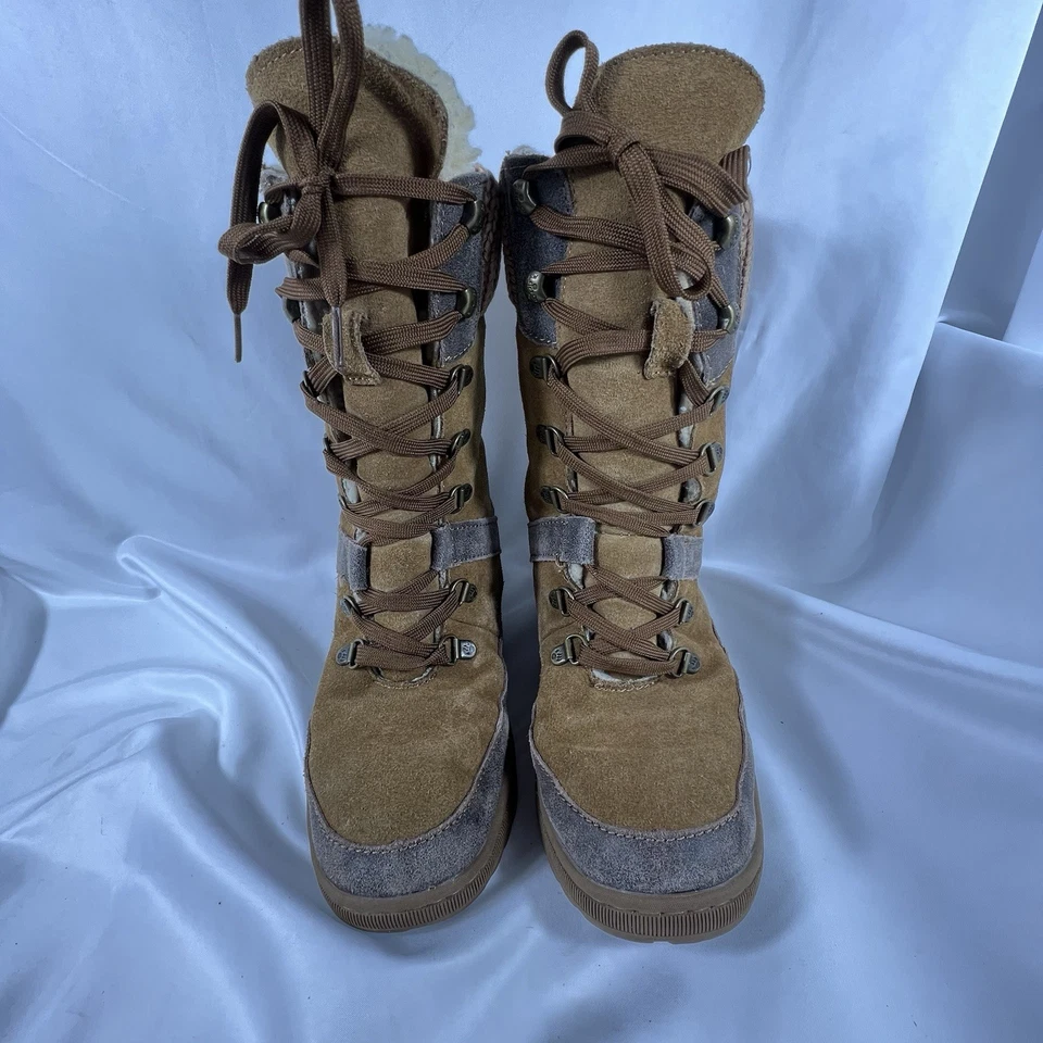 Botas de invierno BEARPAW Serena para mujer talla 7 con cordones gamuza piel de oveja puño tejido de lana Foto 2 de 4