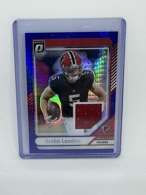  2024 Panini Optic Threads Drake London Blue Hyper MEM #DTB-DLN Falcons 