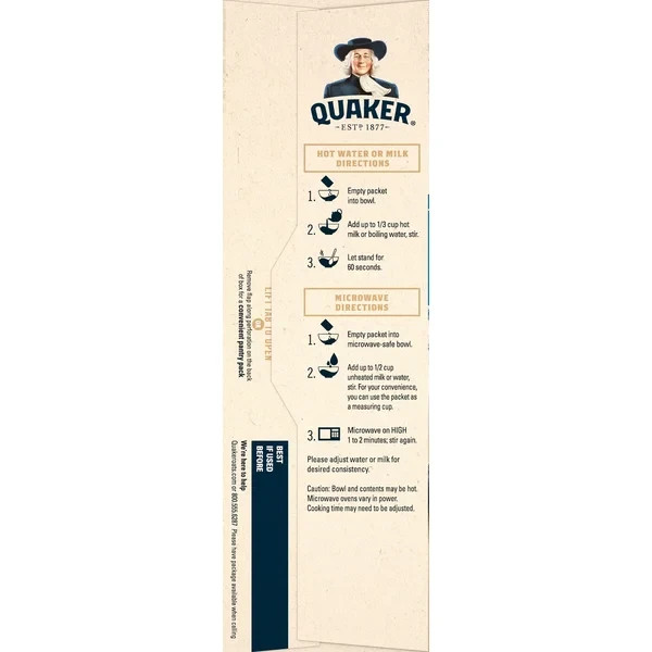( 4 Pack ) Quaker Instant Oatmeal Blueberries and Cream 8-packet per box  Four