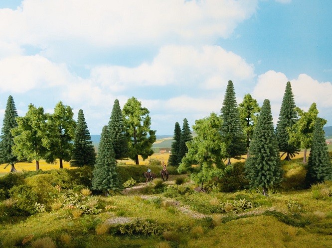 NOCH 24620 - H0, TT Mixed Forest, 8 Pieces, 10 - 14 Cm - New