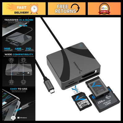 USB-C Multi-Card Reader for CFexpress Type B, CFast 2.0, microSD/SD Cards