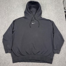 Nike Center Swoosh Hoodie Womens L Black Pullover Sweatshirt Oversized Casual