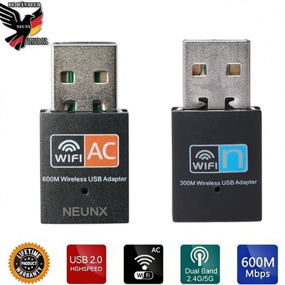 WLAN Stick 600Mbps USB WiFi AC Dongle Wireless Adapter Dual Band 2.4GHz 5GHz g/n