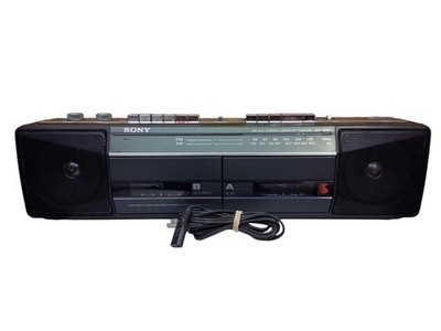 Sony CFS W301 Am FM Dual Cassette Portable Radio Boombox Recorder