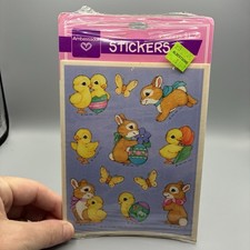 Vintage 1984 Hallmark Ambassador Easter Stickers Bunny Chick 4 Sheets NOS