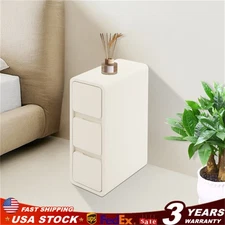 Narrow Nightstand Modern Solid Wood Bedside Table With 3 Drawers Storage Cabinet