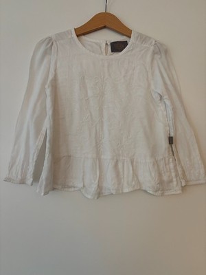 Mädchenbluse Langarm, weiß, Creamie, Größe 116, guter Zustand