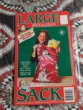 Vintage Large Metalized Santa Sack Christmas Bag 1998 Made In USA