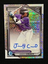 2024 Bowman Chrome Speckle Refractor /299 Jeremy Ciriaco 1st Auto Rockies